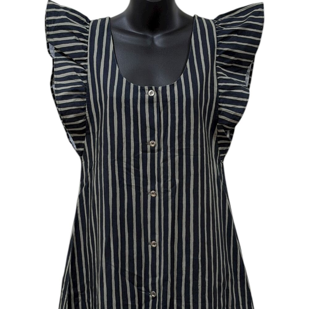 Vintage Marimekko Striped Pinafore Apron Reversible Maxi Dress - Picture 8 of 9